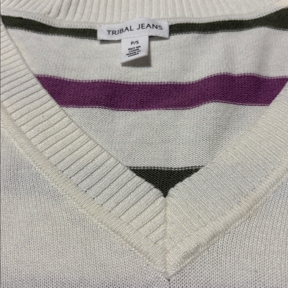 Tribal V Neck Drop Shoulder Jacquard Sweater 5668O SZ PS - Picture 5 of 6